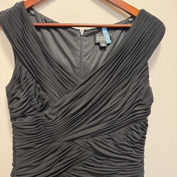 Adrianna Papell Ruched Black Bodycon Dress Size 12 - Picture 3 of 9